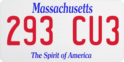 MA license plate 293CU3