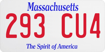 MA license plate 293CU4
