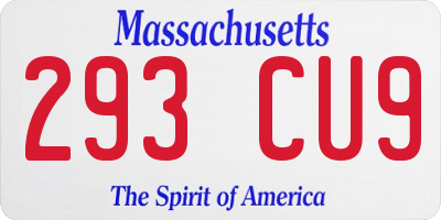 MA license plate 293CU9