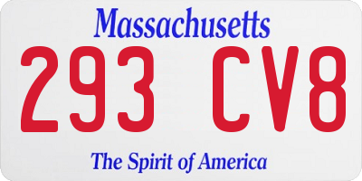 MA license plate 293CV8