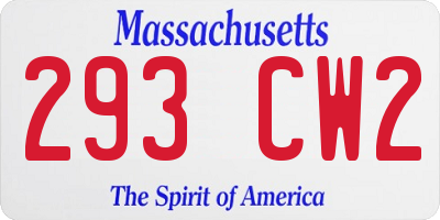 MA license plate 293CW2