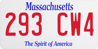 MA license plate 293CW4