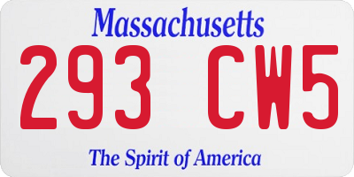 MA license plate 293CW5