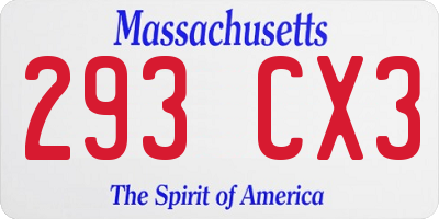 MA license plate 293CX3