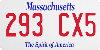 MA license plate 293CX5