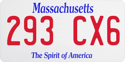 MA license plate 293CX6