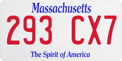 MA license plate 293CX7