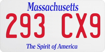 MA license plate 293CX9
