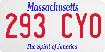 MA license plate 293CY0