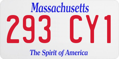 MA license plate 293CY1