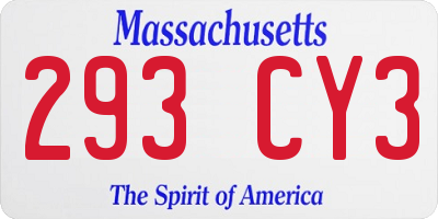 MA license plate 293CY3