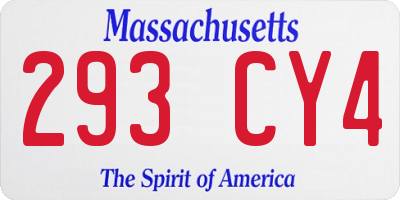 MA license plate 293CY4