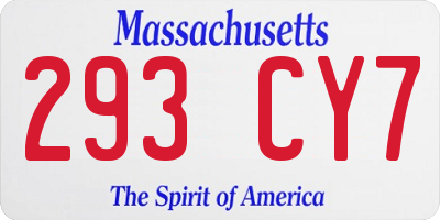 MA license plate 293CY7