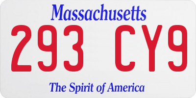 MA license plate 293CY9