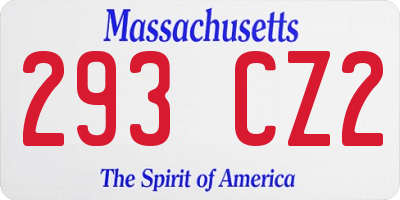MA license plate 293CZ2