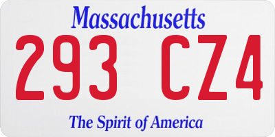 MA license plate 293CZ4