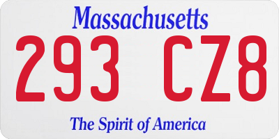 MA license plate 293CZ8