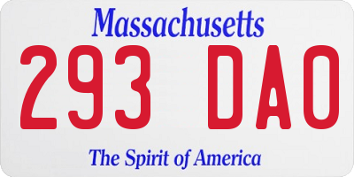 MA license plate 293DA0