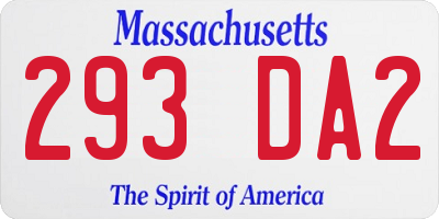 MA license plate 293DA2