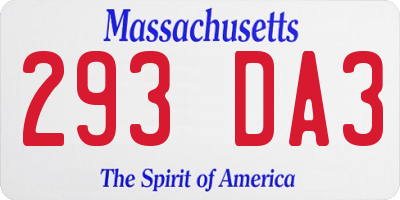 MA license plate 293DA3