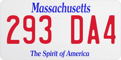 MA license plate 293DA4