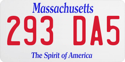 MA license plate 293DA5