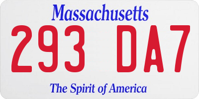 MA license plate 293DA7