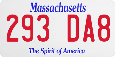 MA license plate 293DA8