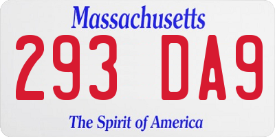 MA license plate 293DA9