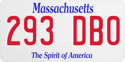 MA license plate 293DB0