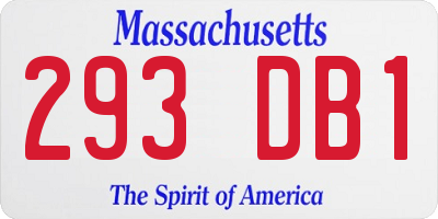 MA license plate 293DB1