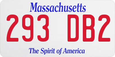MA license plate 293DB2