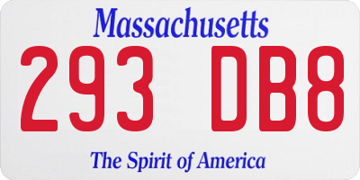 MA license plate 293DB8