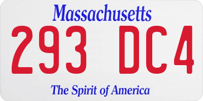 MA license plate 293DC4