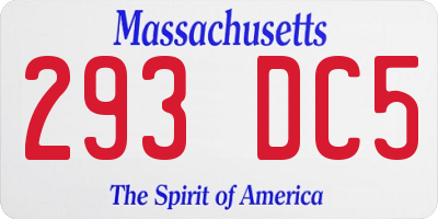 MA license plate 293DC5
