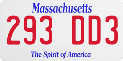 MA license plate 293DD3