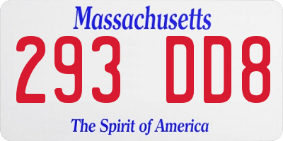MA license plate 293DD8
