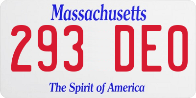MA license plate 293DE0