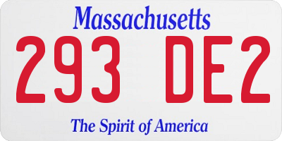 MA license plate 293DE2