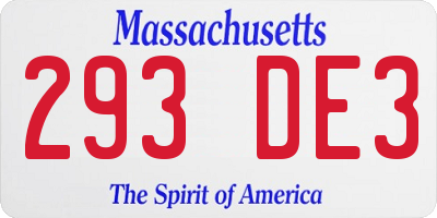 MA license plate 293DE3