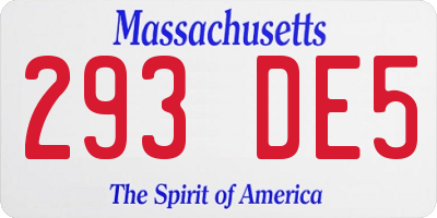MA license plate 293DE5