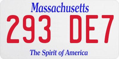 MA license plate 293DE7