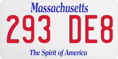 MA license plate 293DE8