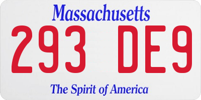 MA license plate 293DE9