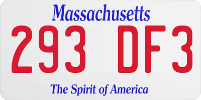 MA license plate 293DF3