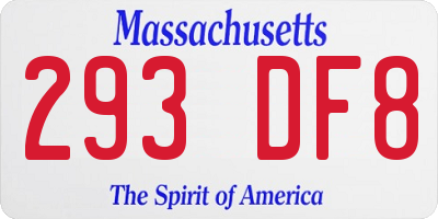 MA license plate 293DF8