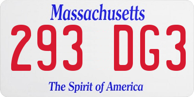 MA license plate 293DG3
