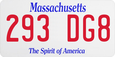 MA license plate 293DG8