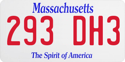 MA license plate 293DH3