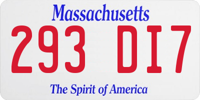 MA license plate 293DI7